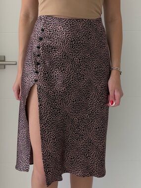 Victoria's Secret brown and Black Leopard Midi Skirt with Side Slit